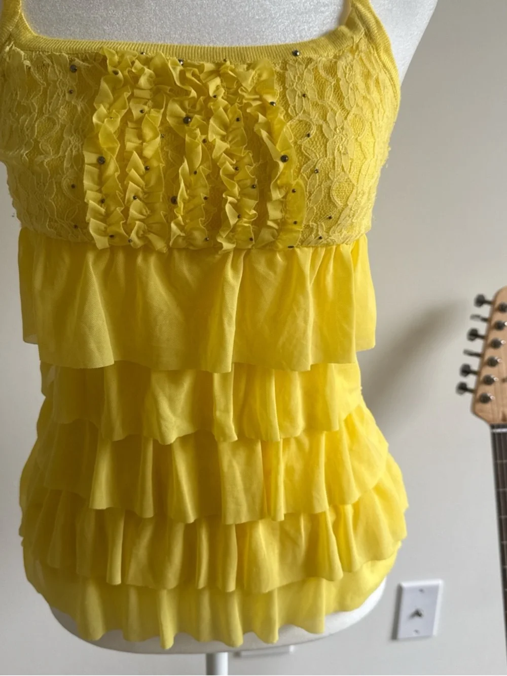 Yellow Ruffled Tank Top - Picture 4 of 6